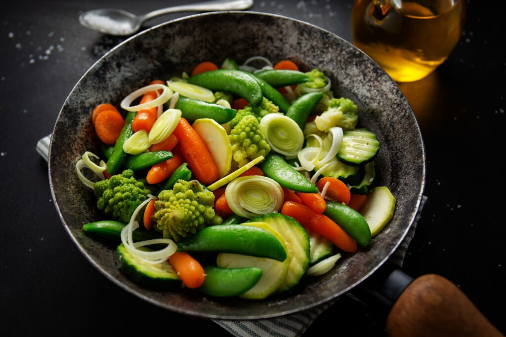 saltear ou cozer vegetais